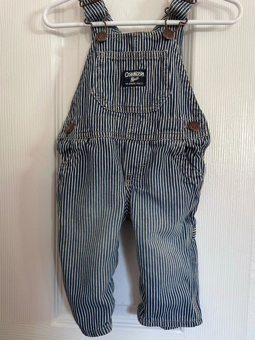 OshKosh B'gosh Blue & White Striped Overalls